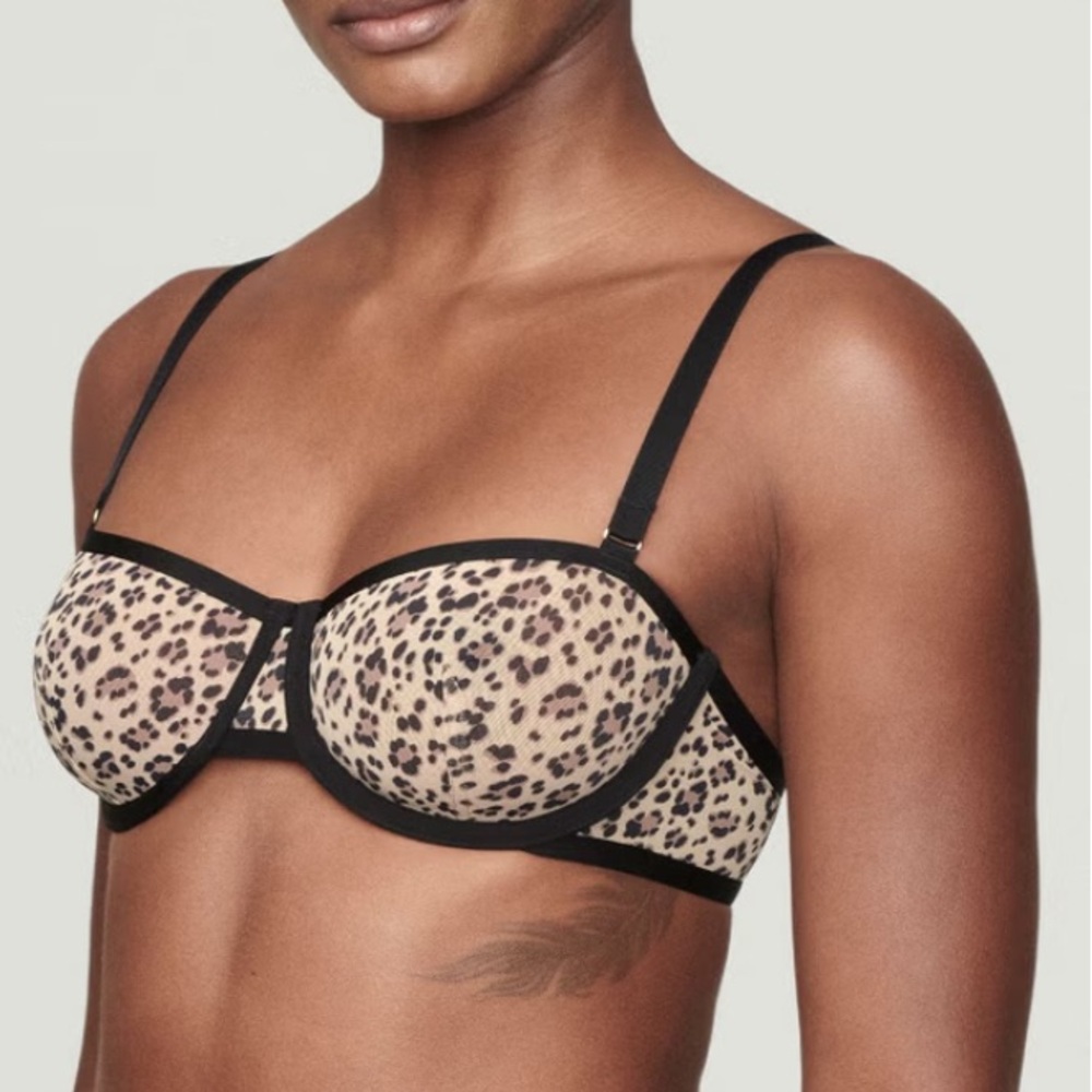 CUUP The Balconette Bra Mesh, Leopard NEW